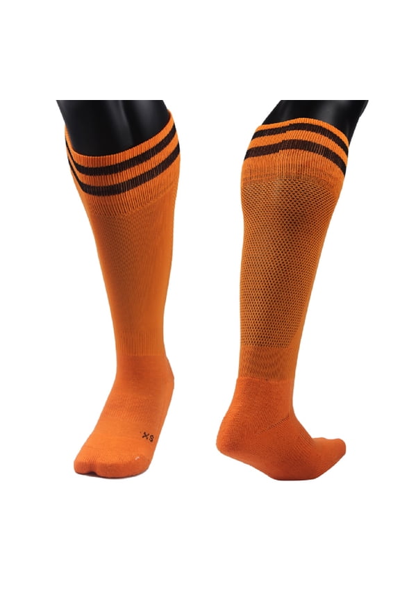 Lovely Annie Unisex Children 2 Pairs Knee High Sports Socks for Baseball/Soccer/Lacrosse 003 S(Orange)