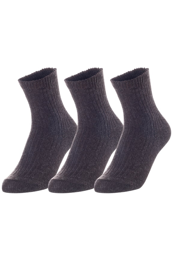 Unisex Children's 3 Pairs Thick & Warm, Comfy, Durable Wool Crew Socks. Perfect as Winter Snow Sock and All Seasons LK08 Size 9Y-11Y (Coffee)