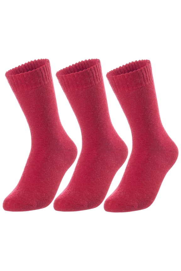 Unisex Children's 3 Pairs Wool Blend Crew Socks LK0601 Size 6Y-8Y (Assorted Girl Color)