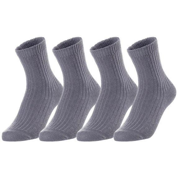 Lovely Annie Unisex Children's 4 Pairs Thick & Warm, Comfy, Durable Wool Crew Socks. Perfect as Winter Snow Sock and All Seasons LK08 Size 9Y-11Y (Grey)