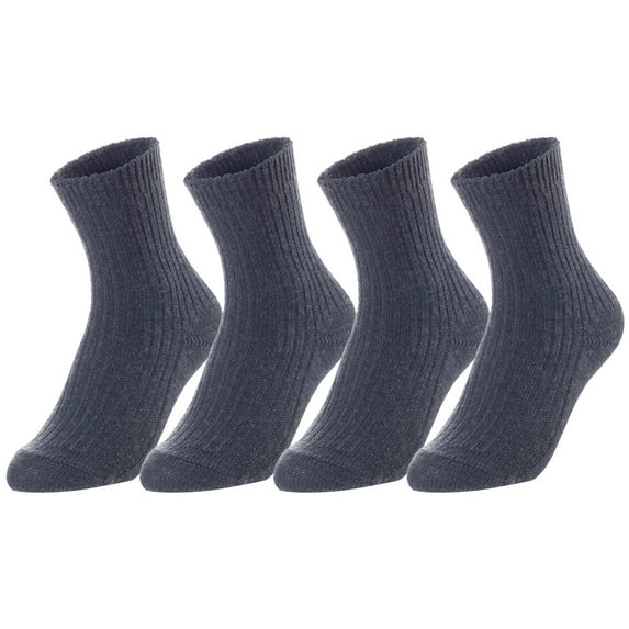 Lovely Annie Unisex Children's 4 Pairs Thick & Warm, Comfy, Durable Wool Crew Socks. Perfect as Winter Snow Sock and All Seasons LK08 Size 11Y-15Y Dark Grey