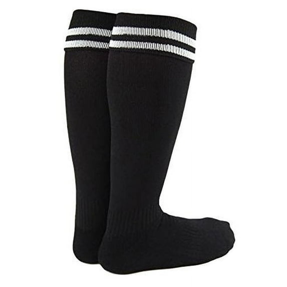 Lovely Annie Girls' 2 Pairs Knee High Sports Socks for Baseball/Soccer/Lacrosse 002 S Black