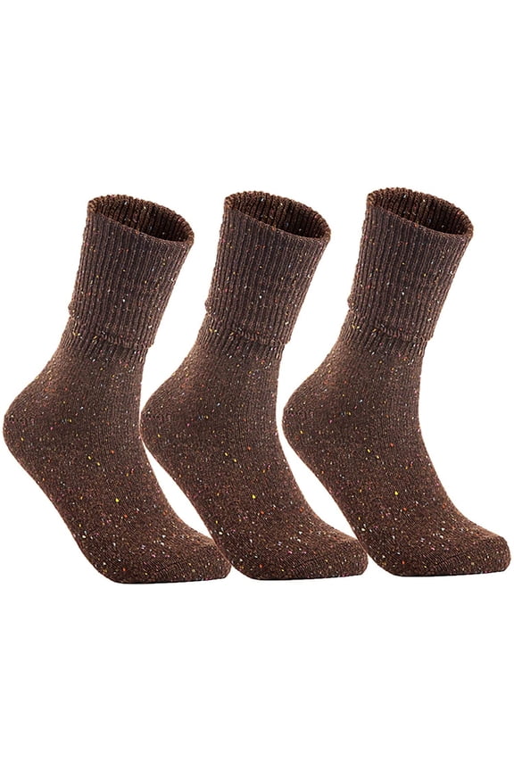 Women Girls' 3 Pairs Knee High Wool Socks Size UK 3-8/EUR 36-39 (Coffee)