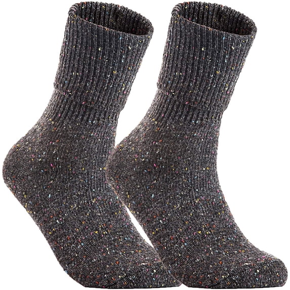 Lovely Annie Women's 2 Pair's Exceptional High Crew Wool Socks Non Slip, Cozy and Cool HR1412 Size 6-9 (Gray)