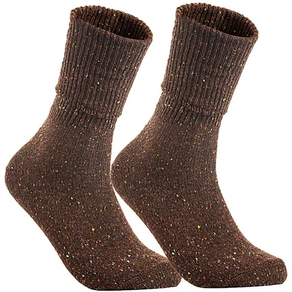 Lovely Annie Women's 2 Pairs Knee High Crew Wool Socks Size UK 3-8/EUR 36-39 (Coffee)