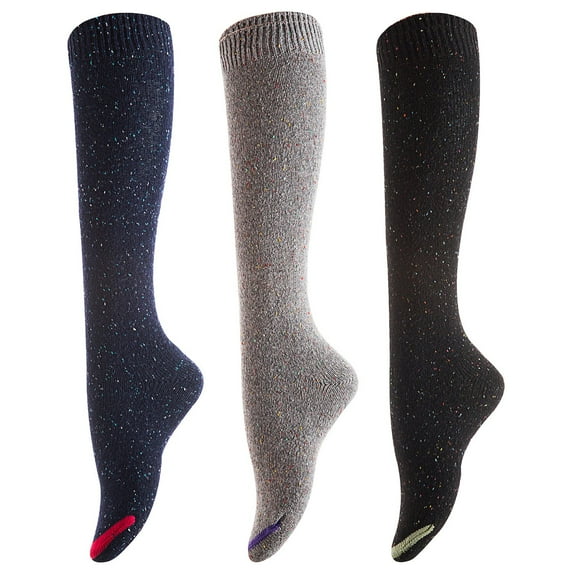 Lovely Annie Women's 3 Pairs Cute High Knee Cotton Socks, Cozy Fluffy Fancy with a Wide Color and Size Range Size 7-9 A158212Black,Grey,Navy