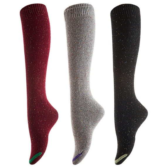 Lovely Annie Women's 3 Pairs Cute High Knee Cotton Socks, Cozy Fluffy Fancy with a Wide Color and Size Range Size 7-9 A158212Black,Grey,Wine