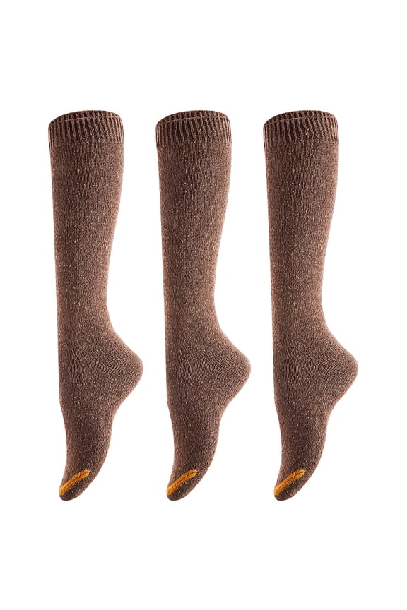 Lovely Annie Women's 3 Pairs Pack Knee-High High Crew Cotton Boot Socks SizeCoffee