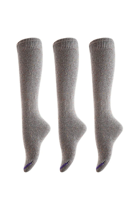 Lovely Annie Women's 3 Pairs Pack Knee-High High Crew Cotton Boot Socks SizeGrey