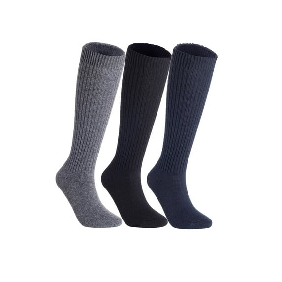 Lovely Annie Women's 3 Pairs Exceptional Non Slip, Cozy and Cool Knee High Wool Socks AFS05 Size 6-9 Grey, Black, Navy