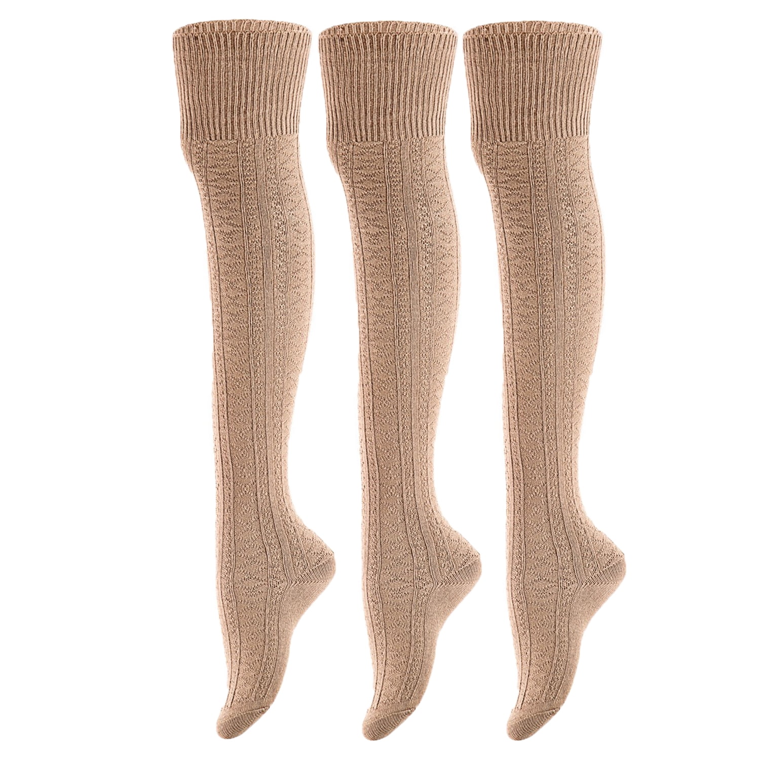 Lovely Annie Women's 3 Pairs Fashion Thigh High Cotton Socks J1025 Size ...