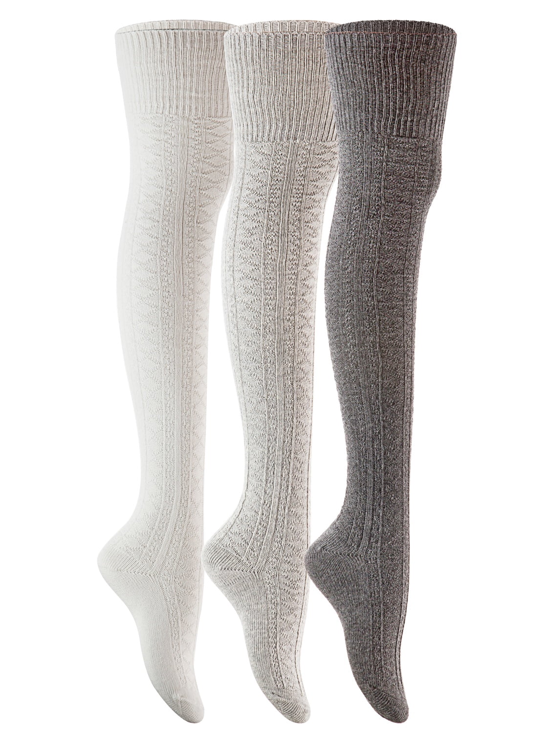 Lovely Annie Women's 3 Pairs Fashion Thigh High Cotton Socks Size 6-9 ...