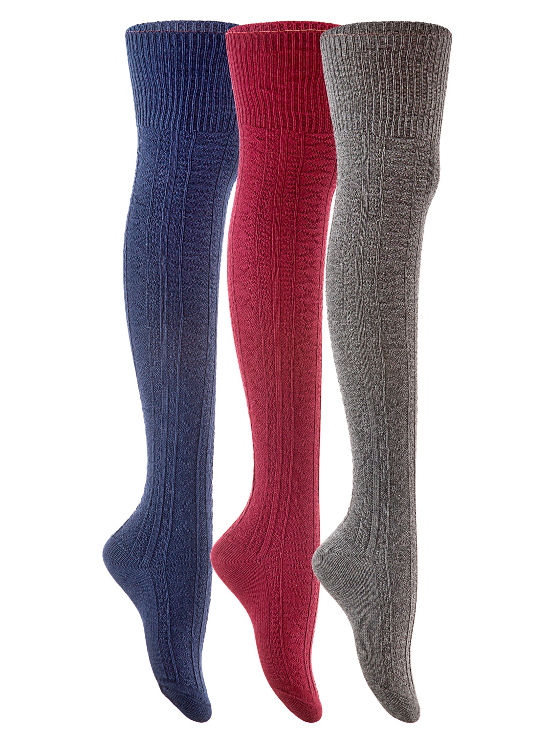 Lovely Annie Women's 3 Pairs Fashion Thigh High Cotton Socks Size UK 3 ...