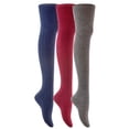 thumbnail image 1 of Lovely Annie Women's 3 Pairs Fashion Thigh High Cotton Socks Size UK 3-8/EUR 36-39(Navy,Blue,Beige), 1 of 4