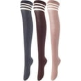 thumbnail image 1 of Lovely Annie Women's 3 Pairs Incredible Durable Super Soft Unique Over Knee High Thigh High Cotton Socks Size 6-9 A1022(Dark Grey, Coffee, Khaki), 1 of 4