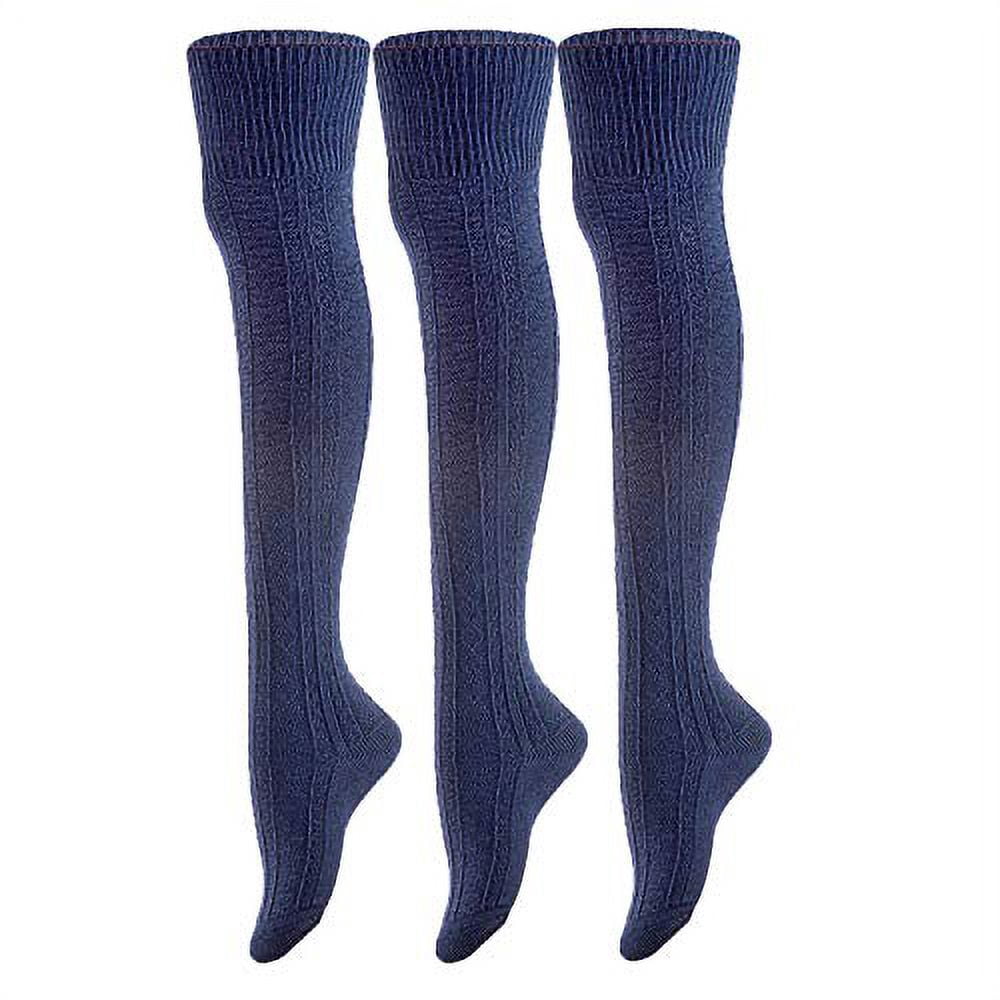 Lovely Annie Women's 3 Pairs Incredible Thigh High Cotton Socks ...