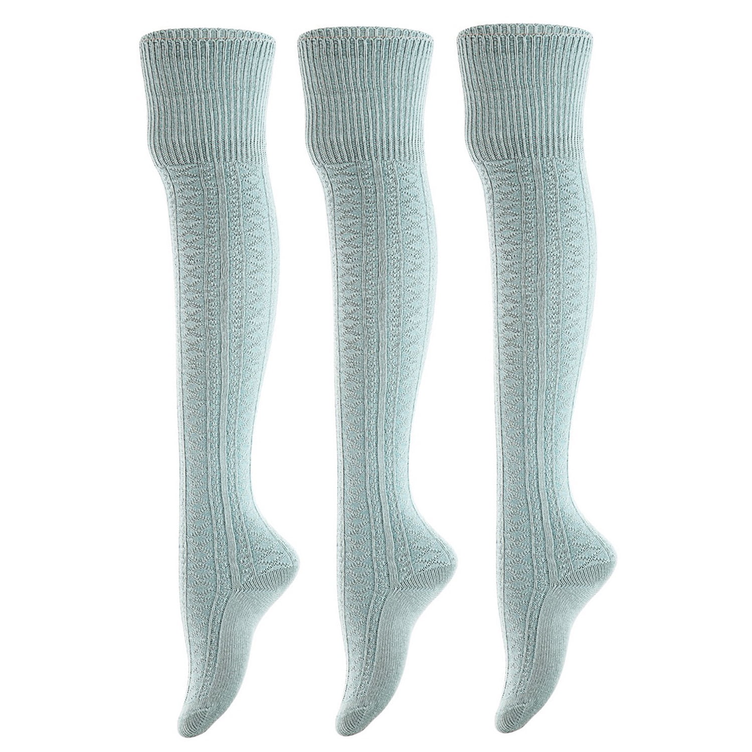 Lovely Annie Women's 3 Pairs Incredible Thigh High Cotton Socks ...