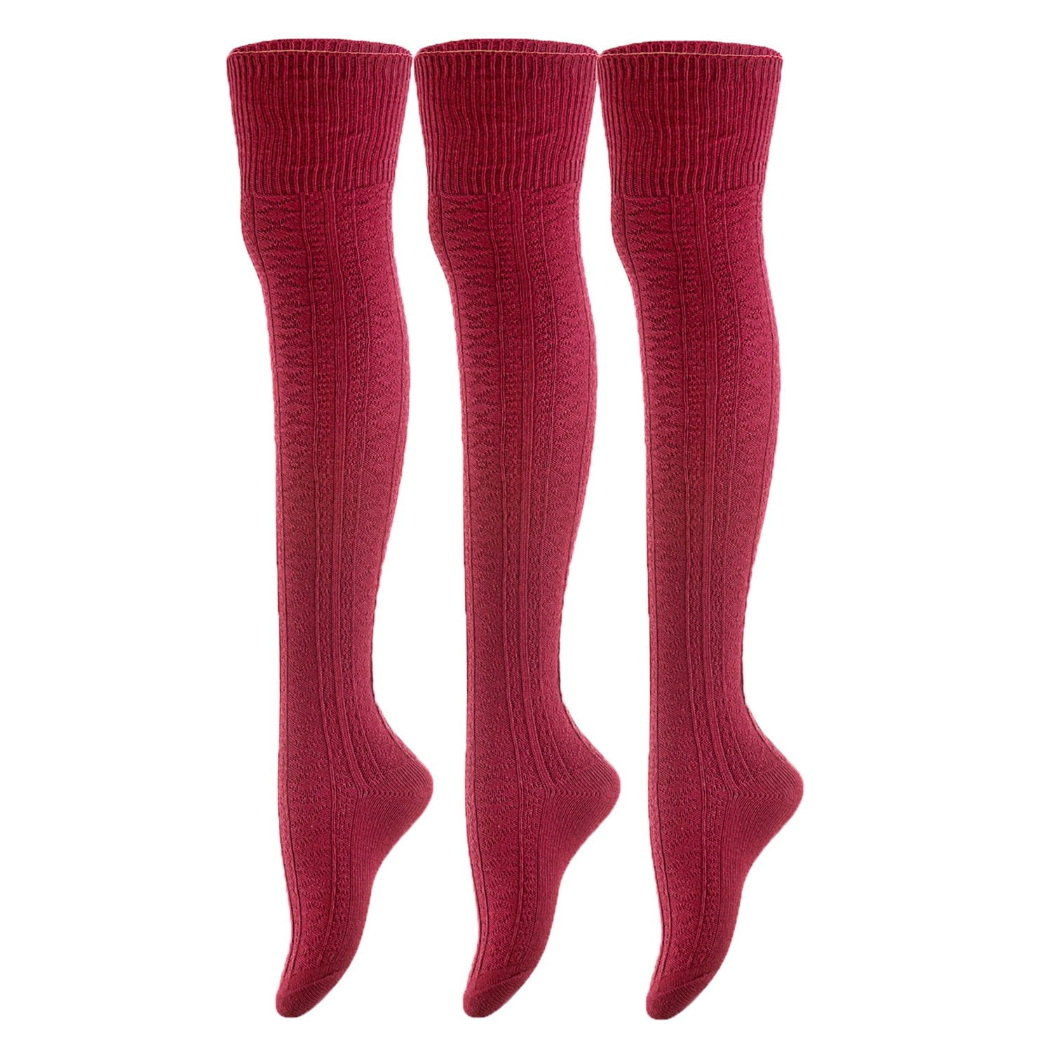 Lovely Annie Women's 3 Pairs Incredible Thigh High Cotton Socks ...