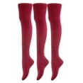 thumbnail image 1 of Lovely Annie Women's 3 Pairs Incredible Thigh High Cotton Socks. Durable And Super Soft For Everyday Relaxed Feet Size UK 2-6 A1025(Wine), 1 of 9