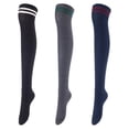 thumbnail image 1 of Lovely Annie Women's 3 Pairs Incredible Durable Super Soft Unique Over Knee High Thigh High Cotton Socks Size 6-9 A1023(Black,DarkGrey,Navy), 1 of 4