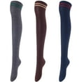 thumbnail image 1 of Lovely Annie Women's 3 Pairs Over Knee High Thigh High Cotton Socks Size 6-9 A1023, 1 of 9