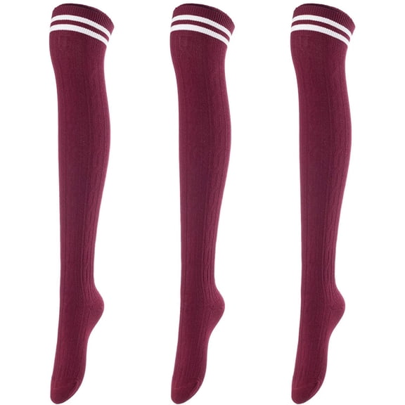 Lovely Annie Women's 3 Pairs Over Knee High Thigh High Cotton Socks Size 6-9 A1023