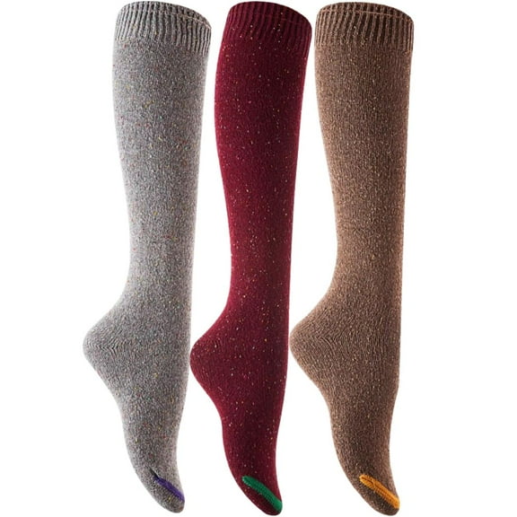Lovely Annie Women's 3 Pairs Pack Knee-High High Crew Cotton Boot Socks Size(Random)