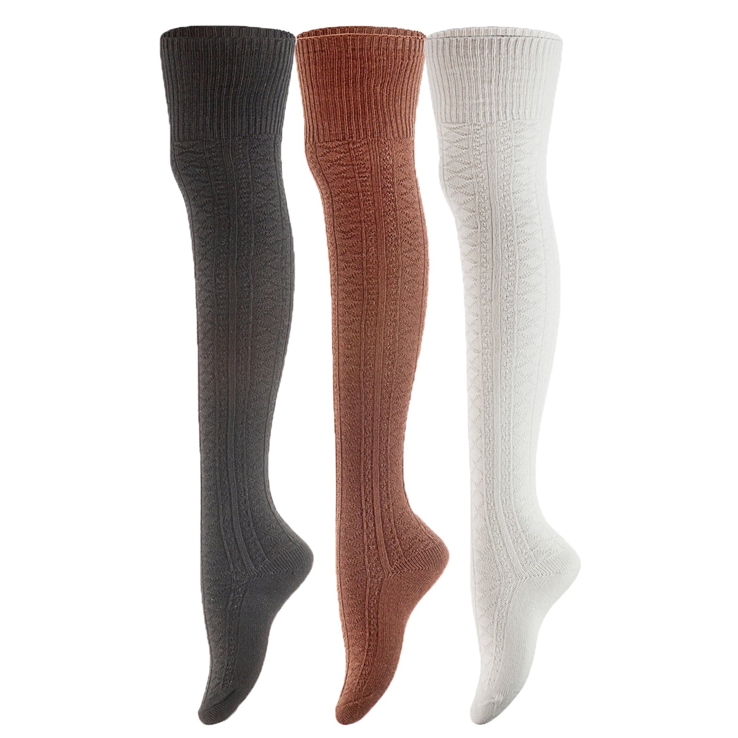 Lovely Annie Women's 3 Pairs Super Soft Incredible Durable Thigh High ...