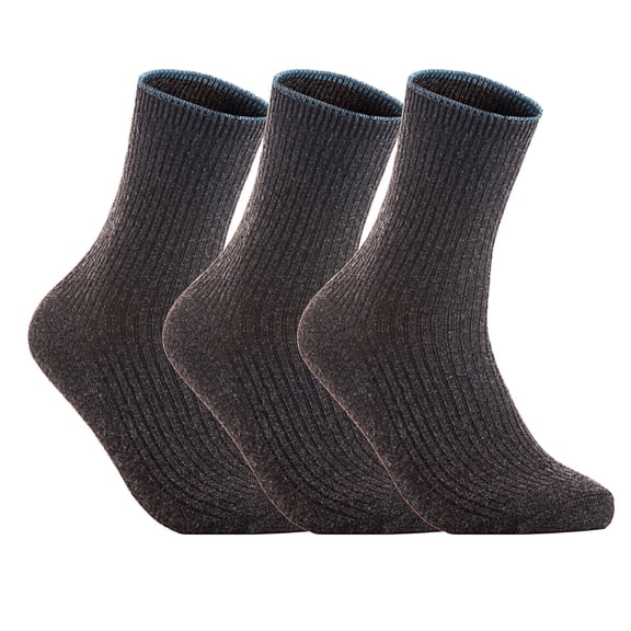 Lovely Annie Women's 3 Pairs Wool Blend Crew Socks HR1612 Casual Solid Size 6-9 (Dark Grey)