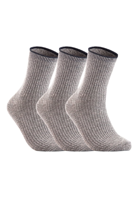 Women's 3 Pairs Wool Blend Crew Socks HR1612 Casual Solid Size UK 3-8/EUR 36-39 (Grey)