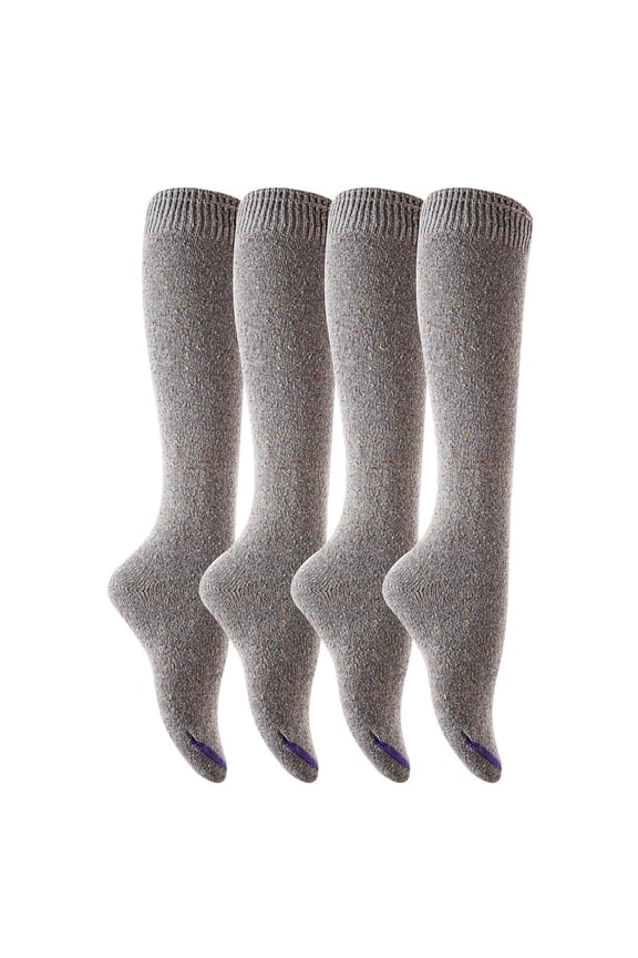 Women's 4 Pairs Cute Knee High Cotton Socks. Cozy Fluppy and Fancy with a Wide Color and Size Range Size 6-9 (Grey)