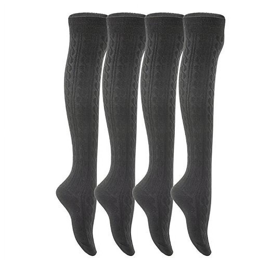 Lovely Annie Women's 4 Pairs Knee High Thigh High Cotton Socks A1024 ...