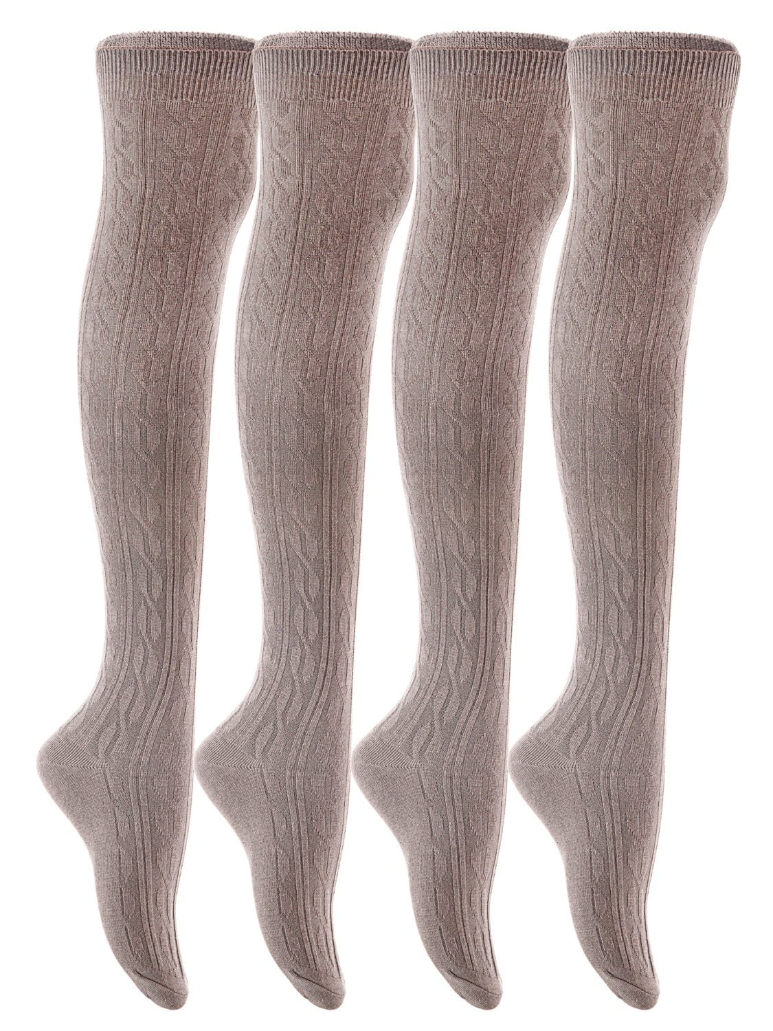 Lovely Annie Women's 4 Pairs Knee High Thigh High Cotton Socks A1024 ...