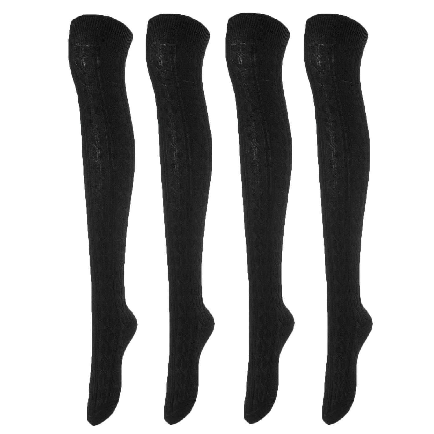 Lovely Annie Women's 4 Pairs Knee High Thigh High Cotton Socks A1024 ...
