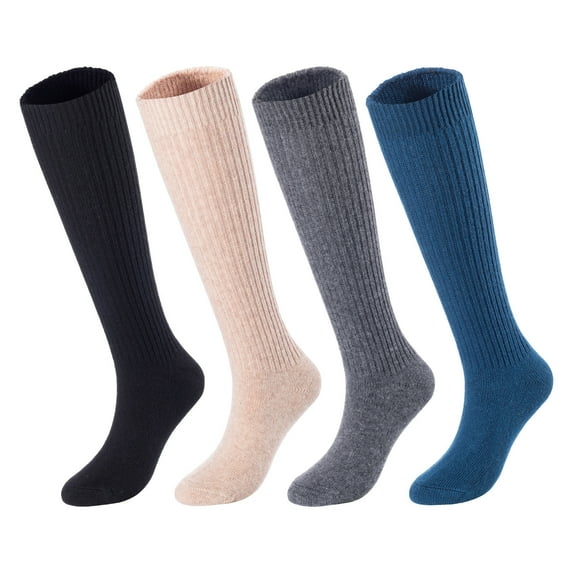 Lovely Annie Women's 4 Pairs Knee High Wool Socks | Comfy, Cozy and Fancy Leg Warmer Stockings AFS05 Size 6-9(RandomColors)
