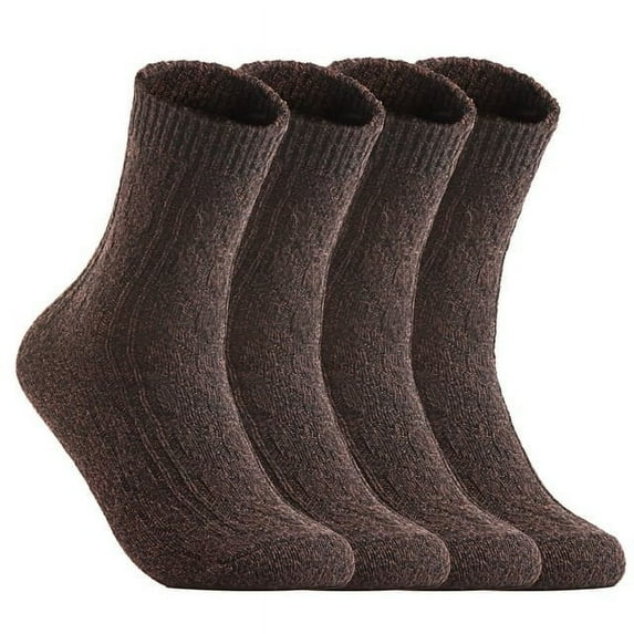 Lovely Annie Women's 4 Pairs Pack Fashion Soft Wool Crew Socks Size UK 3-8/EUR 36-39 AHR1613Coffee