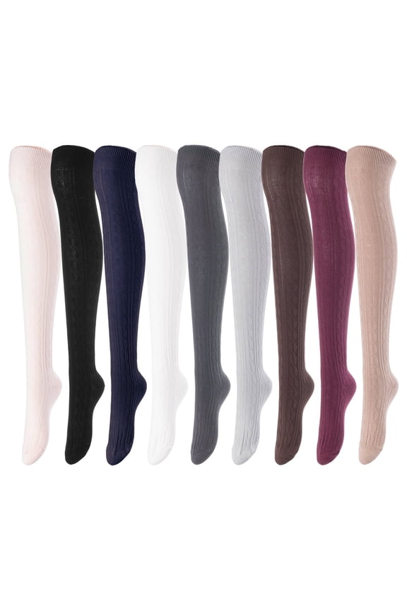 Lovely Annie Women's 4 Pairs Super Soft Incredible Durable Thigh High Cotton Boot Socks A1024 Size 2-6 (Assorted)