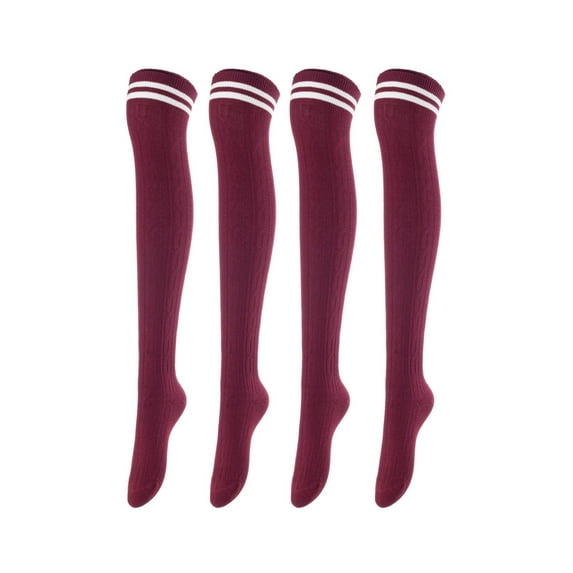 Lovely Annie Women's 4 Pairs Super Soft Incredible Durable Thigh High Cotton Boot Socks JMYP1023 Size 2-6Wine 4p1c7