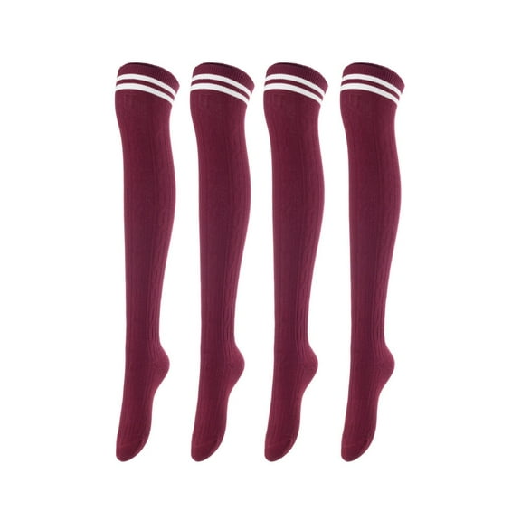Lovely Annie Women's 4 Pairs Super Soft Incredible Durable Thigh High Cotton Boot Socks JMYP1023 Size 2-6Wine 4p1c7
