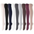 thumbnail image 1 of Lovely Annie Women's 5 Pairs Incredible Durable Super Soft Unique Over Knee High Thigh High Cotton Socks Size 6-9 A1024(Assorted Color), 1 of 9