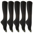 thumbnail image 1 of Lovely Annie Women's 5 Pairs Pack Knee High Cotton Boot Socks Size 7-9(Black), 1 of 5