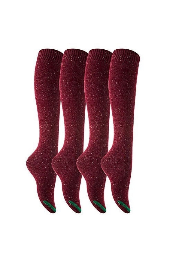 Lovely Annie Women's 5 Pairs Pack Knee High Cotton Socks Size(Wine)