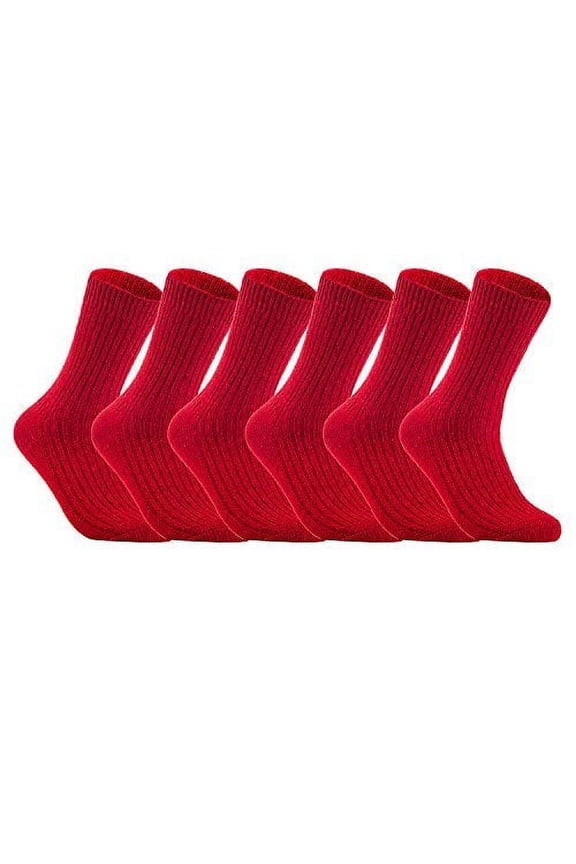 Women's 6 Pairs High-Performance, Ultralight and Great Activewear for Fun Sports Wool Crew Socks Size 6-9 FS03 Red