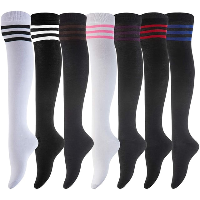 Lovely Annie Women's 6 Pairs Over-the-Knee Thigh High Cotton Socks Plus ...