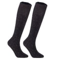 thumbnail image 1 of Lovely Annie Women's Girl's 2 Pairs Stylish Knee High Wool Socks. Lightweight, Cozy, Thick, Warm, Breathable & Absorbent Size 2.5-7 HR1412 (Black), 1 of 2