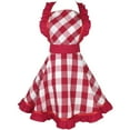 thumbnail image 1 of Lovely Apron for Women, Cute Swing Checkered Apron Kitchen Cooking Oil-proof Aprons Adjustable Salon Apron for Baking Gardening, 1 of 7