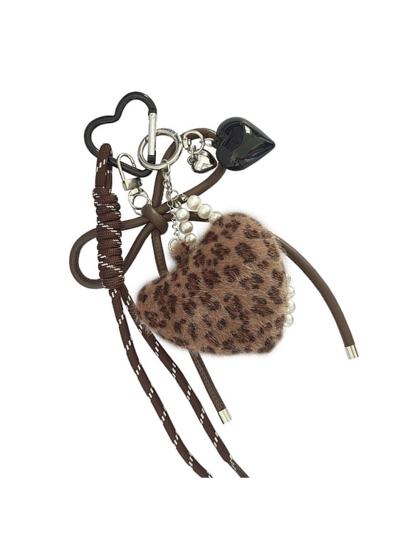 Lovely Bag Charm Pendant Keyring Star Plush Heart Braided Rope Keychain Bag Charm for Backpack Purse Handbag Decoration