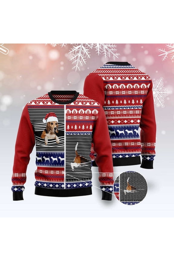 Lovely Beagle 3D Christmas Sweater, Funny Xmas Sweater, Sweater Xmas