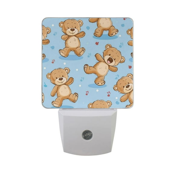 Lovely Bear Dancing Music Notes LED Night Light with Smart Sensor Plug Into Wall Dusk to Dawn 2 packs