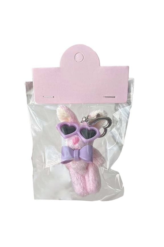 Lovely Bear/Rabbit Doll Keyring Plush Bag Charm Soft Cotton Toy Pendant Keychain for Kids Versatile Key Chain Ornament